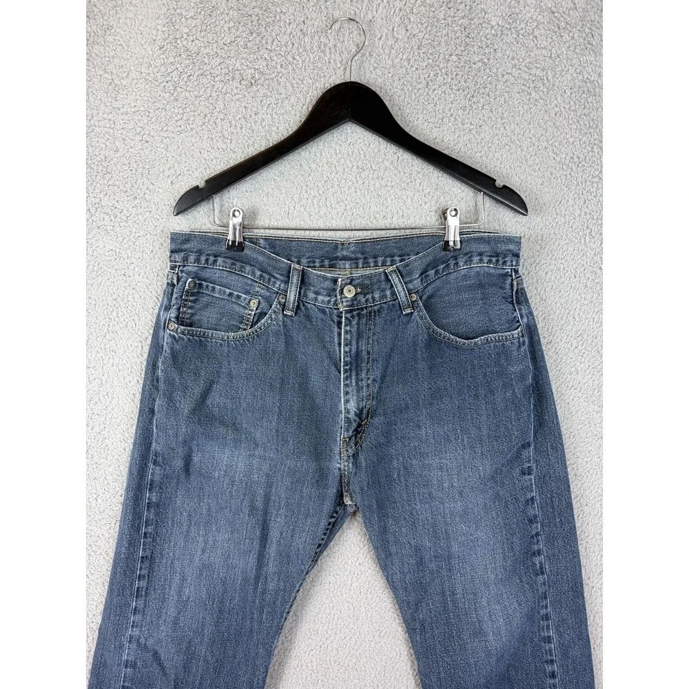 Levis 505 Jeans Mens 36x32 Blue Medium Wash Regular Fit Straight Denim Pants Men